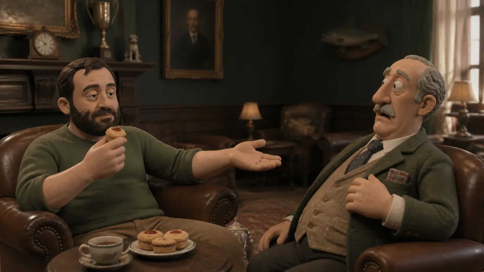 Clay Joshuah Rainstar casually asks a startled country-club member for money while eating a pastry