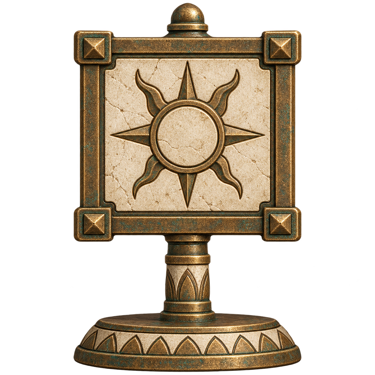 Icon: a square sign on a flat pedestal