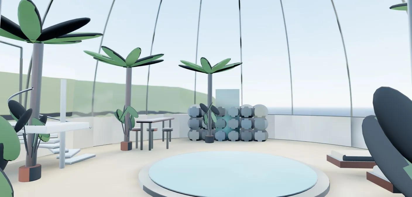 Accepted Blender model view inside the garden dome